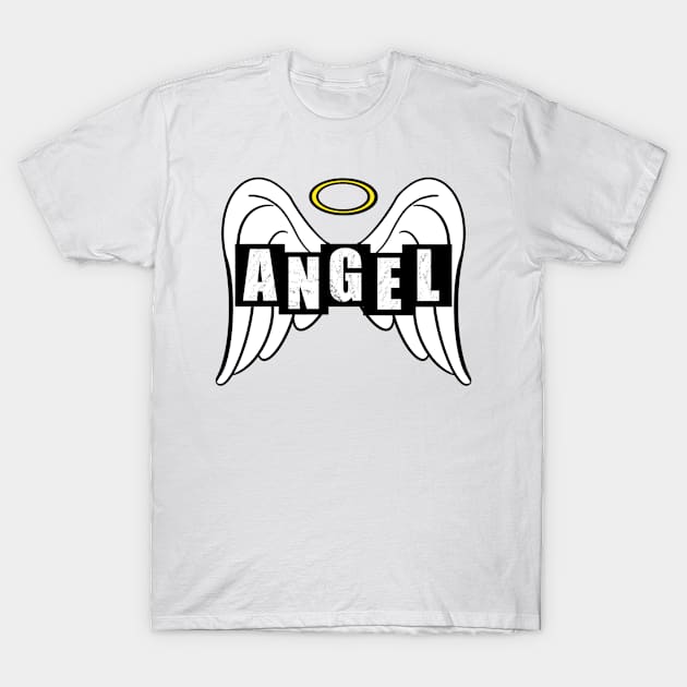 Angel with Wings and Halo - White T-Shirt by BusyMonkeys